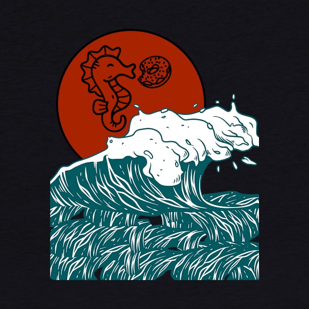 Seahorse Retro Art by mieeewoArt